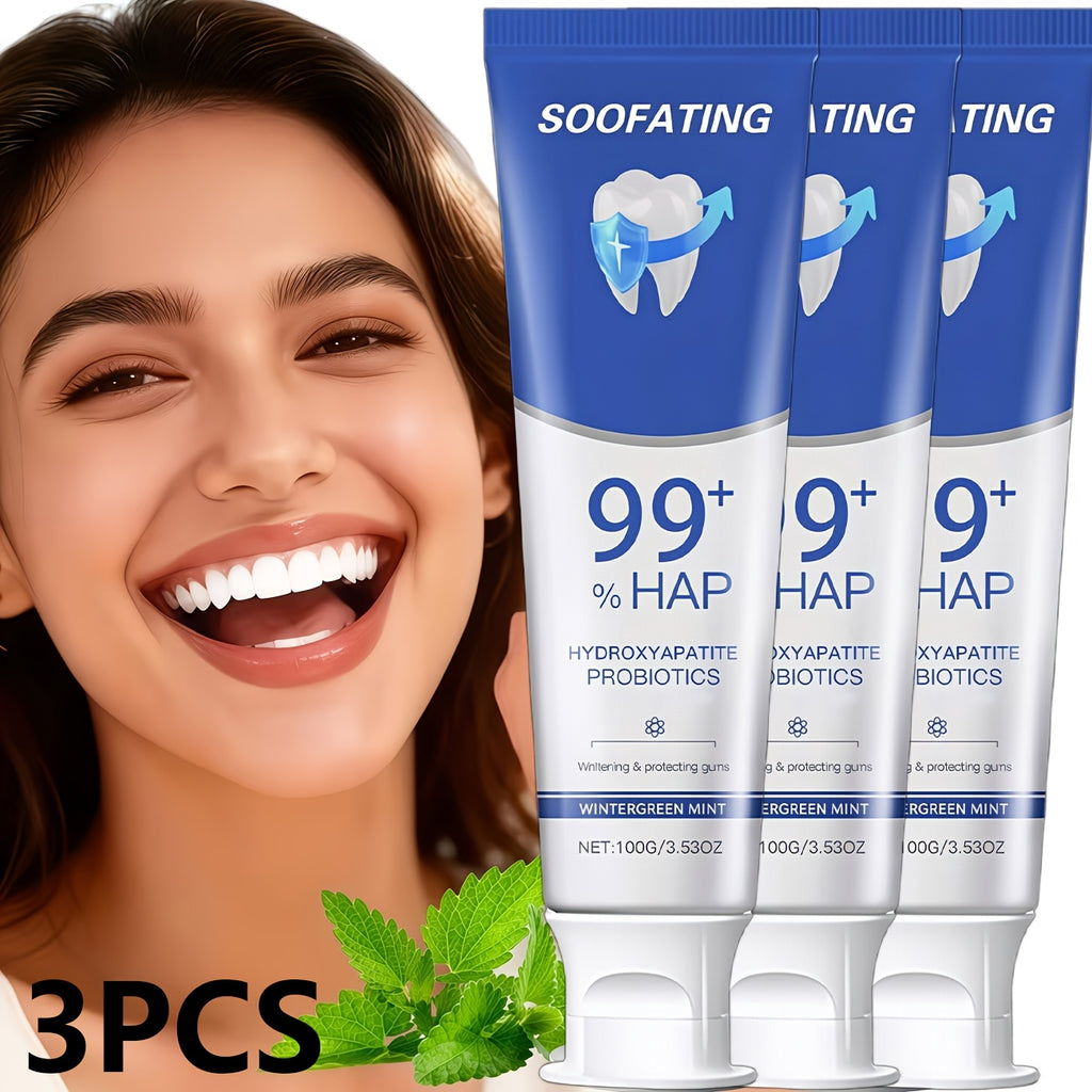 3 Tubes Of 99% Hydroxyapatite Toothpaste. Portable Deep-cleaning Formula, Gentle Gum Care, Long-lasting Fresh Breath. Teeth Polishing & Deep Cleaning. for Daily Use. Sensitive Tooth Care.