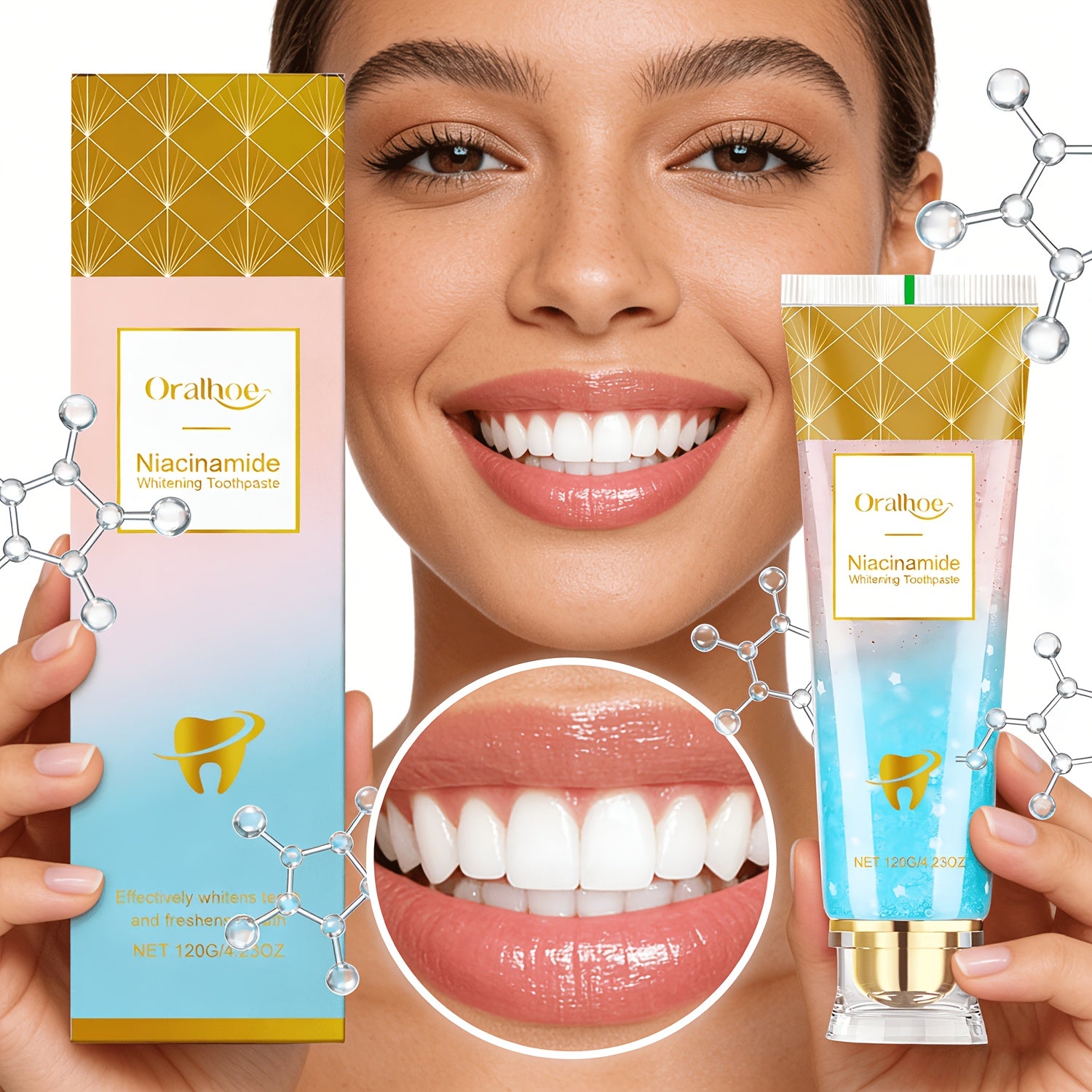 Brightening Toothpaste, Contains Niacinamide Deeply Cleans Food Debris from The Surface of Teeth Keeps Breath Fresh Leaves Teeth Bright And Clean, with Significant Results from Continued Use, Also Suitable for Sensitive Teeth