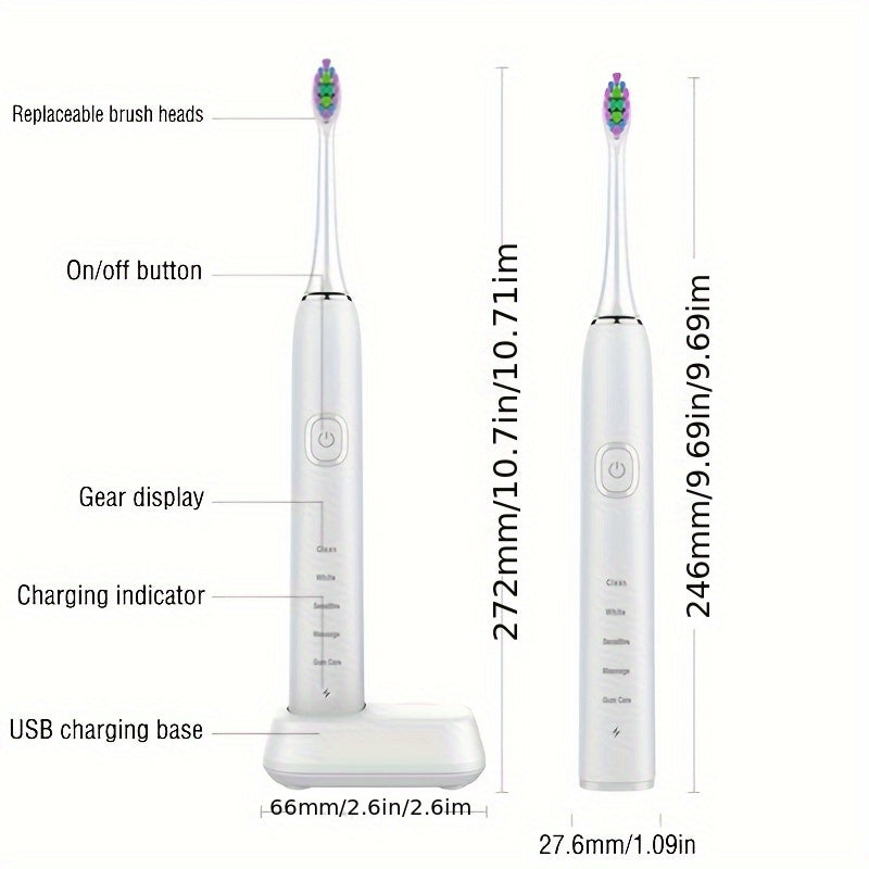 1 Smart Electric Soft-bristled Toothbrush with 2 Brush Heads, with Multiple Gear Options\u002FSmart Portable Electric Toothbrush\u002FLong-life Electric Toothbrush with Induction Charging Case\u002FPortable for Business Trips And Travels