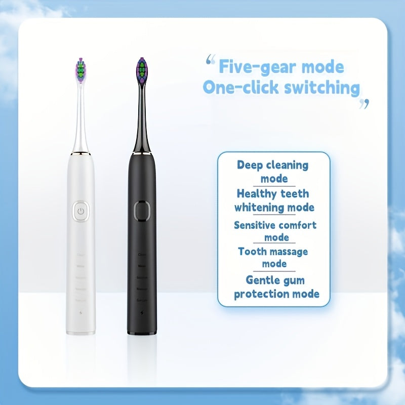 1 Smart Electric Soft-bristled Toothbrush with 2 Brush Heads, with Multiple Gear Options\u002FSmart Portable Electric Toothbrush\u002FLong-life Electric Toothbrush with Induction Charging Case\u002FPortable for Business Trips And Travels