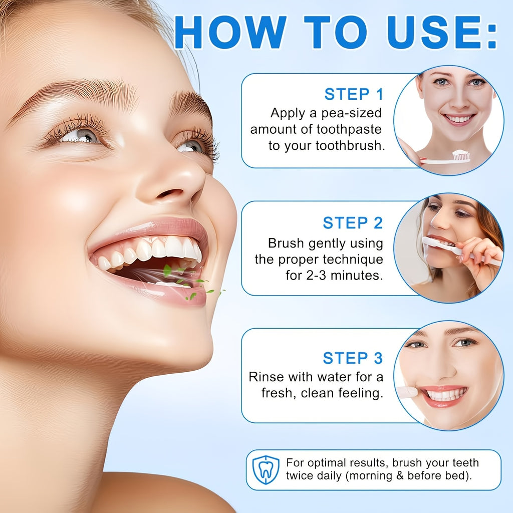 3 Tubes Of 99% Hydroxyapatite Toothpaste. Portable Deep-cleaning Formula, Gentle Gum Care, Long-lasting Fresh Breath. Teeth Polishing & Deep Cleaning. for Daily Use. Sensitive Tooth Care.