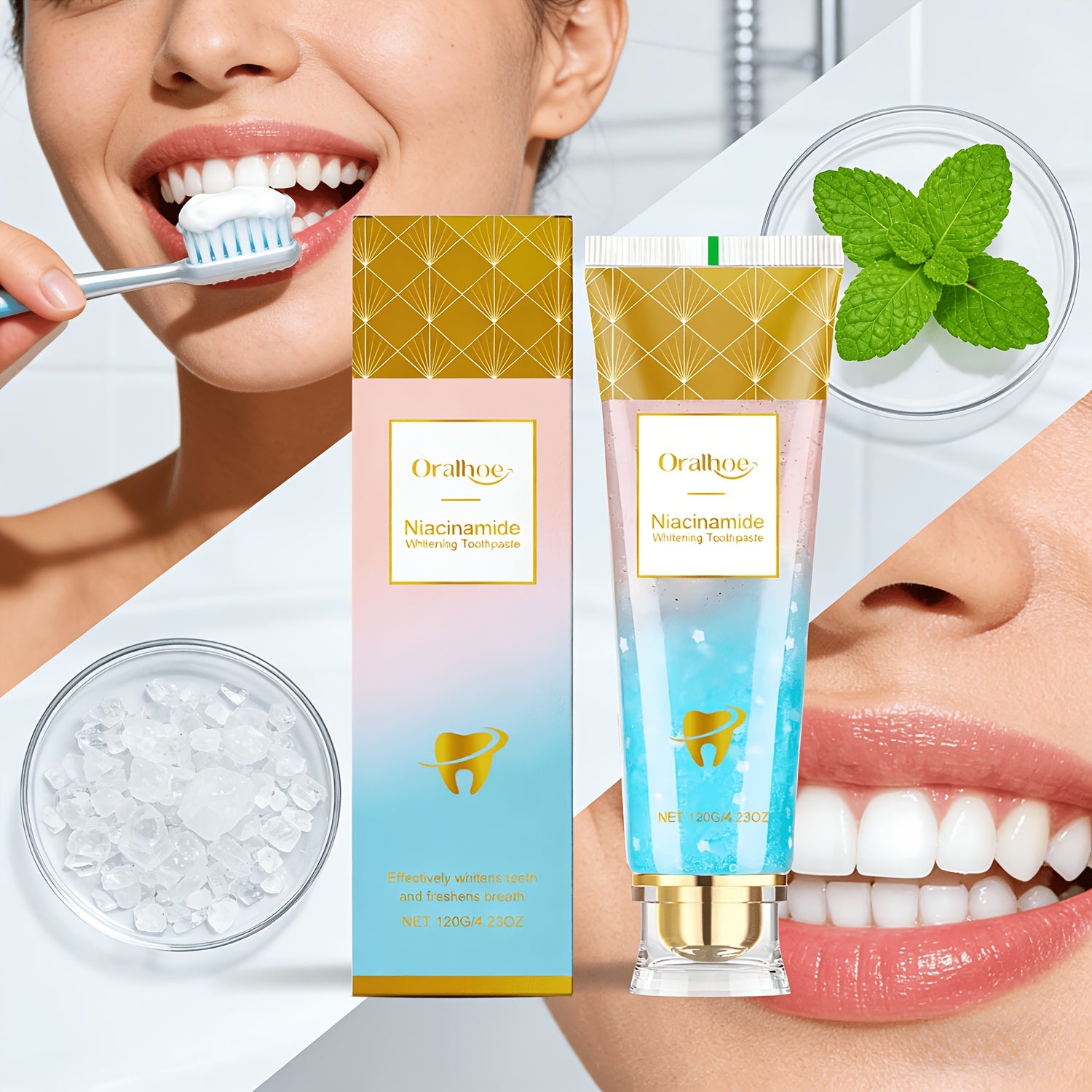Brightening Toothpaste, Contains Niacinamide Deeply Cleans Food Debris from The Surface of Teeth Keeps Breath Fresh Leaves Teeth Bright And Clean, with Significant Results from Continued Use, Also Suitable for Sensitive Teeth