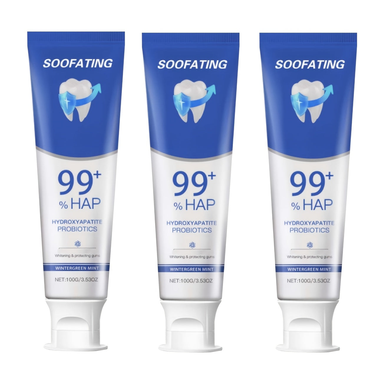 3 Toothpastes with Hydroxyapatite. Deeply Cleans, Whitens Teeth. Gentle Formula, Suitable for Sensitive Teeth. Basic Oral Care Suitable for Everyone. A Must-Have Travel Essential