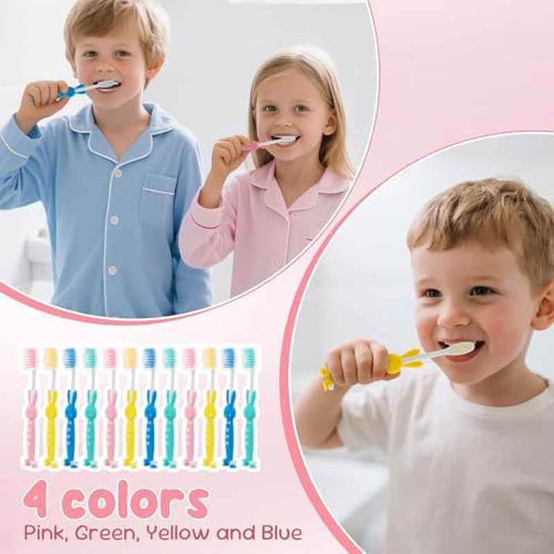 100 Pack Bulk Toothbrushes Bulk Pack - Individually Wrapped Disposable Toothbrush Suitable for Oral Care, School, Travel | Soft Microfiber Bristles, Non-Slip Handle & Suction Cup Cover | 4 Colors (25 Each) for,, Hygiene
