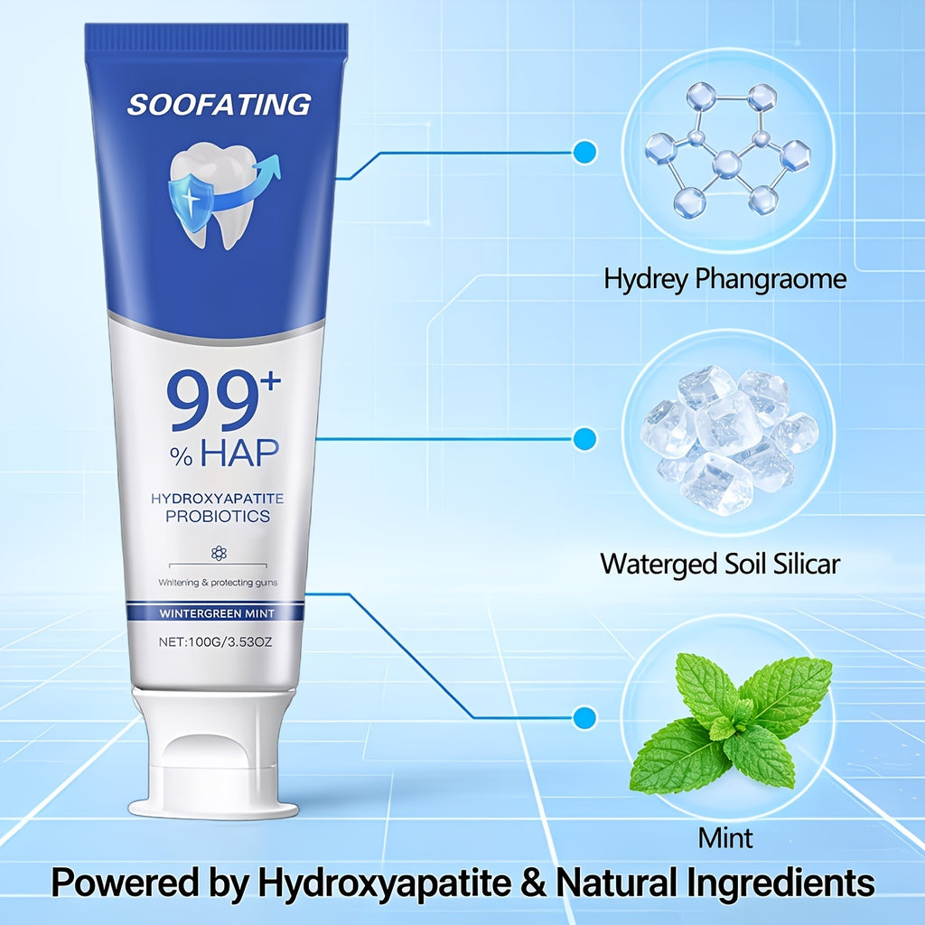 3 Tubes Of 99% Hydroxyapatite Toothpaste. Portable Deep-cleaning Formula, Gentle Gum Care, Long-lasting Fresh Breath. Teeth Polishing & Deep Cleaning. for Daily Use. Sensitive Tooth Care.