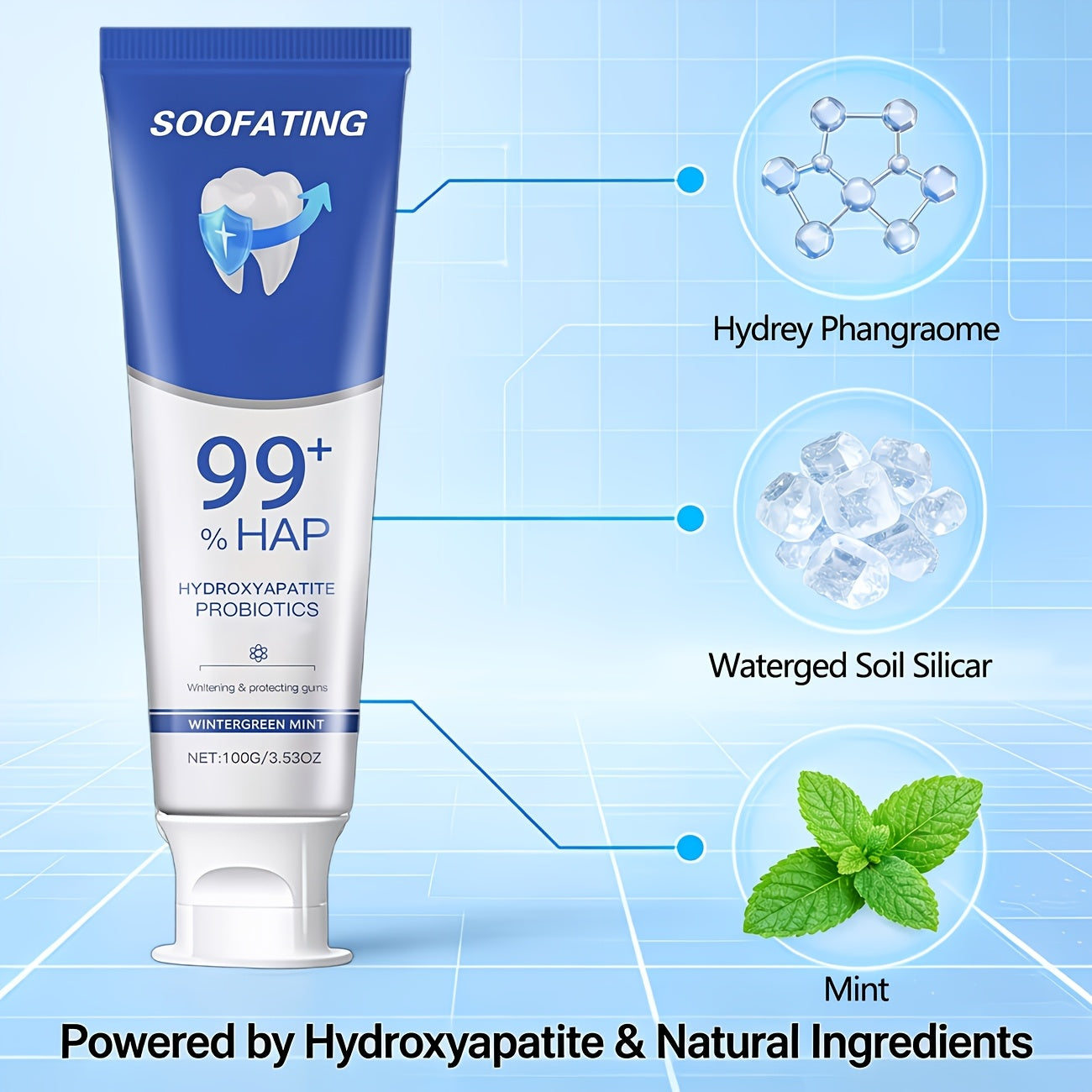 3 Tubes Of 99% Hydroxyapatite Toothpaste. Portable Deep-cleaning Formula, Gentle Gum Care, Long-lasting Fresh Breath. Teeth Polishing & Deep Cleaning. for Daily Use. Sensitive Tooth Care.