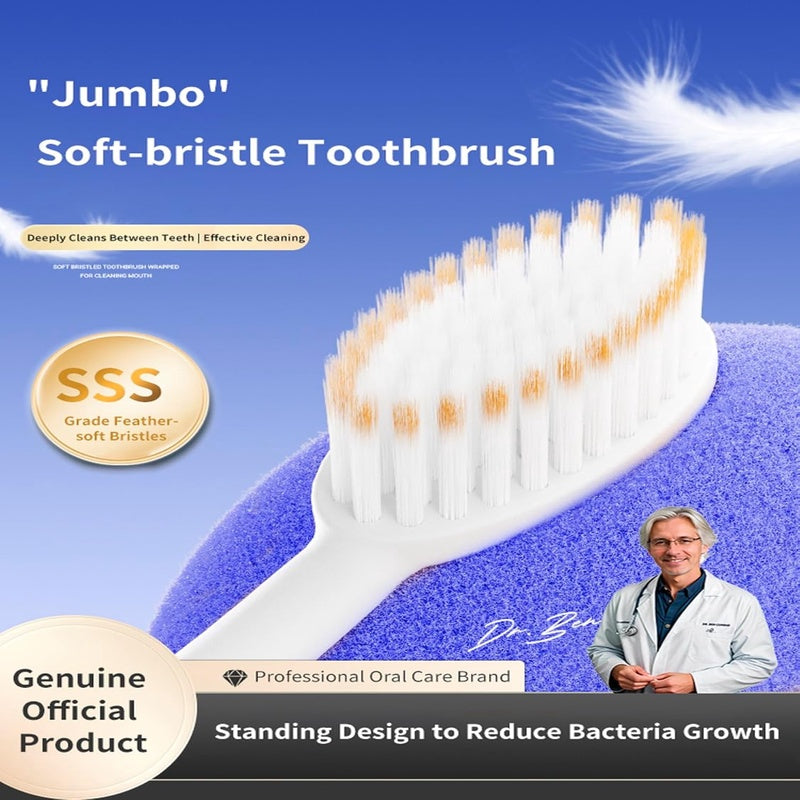 Jumbo Soft - Bristle Toothbrush with Upgraded Brush Head, Gentle Gum Care, Deep Cleaning, 6 Pack