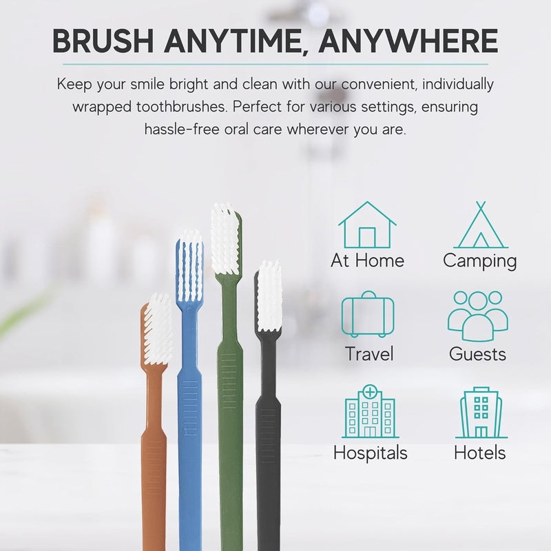 Avistar 80 Prepasted Disposable Toothbrushes Individuy Wrapped - Single Use Pre Pasted Disposable Toothbrushes with Toothpaste Built in - Waterless Toothbrush for Travel, Guests, Hotel, Camping